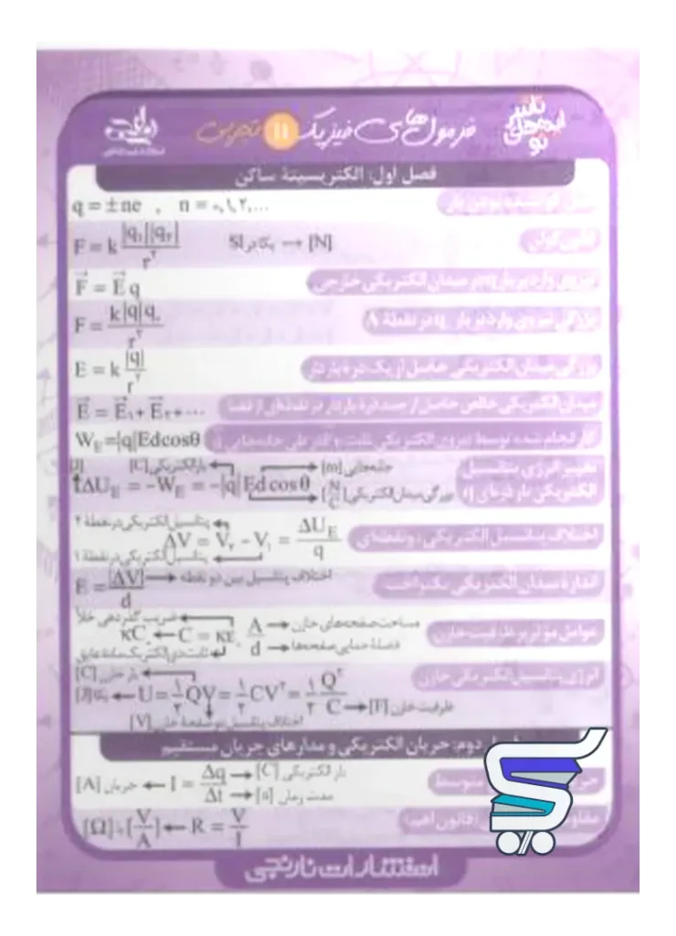 فلش کارت فرمول های فیزیک یازدهم تجربی نارنجی